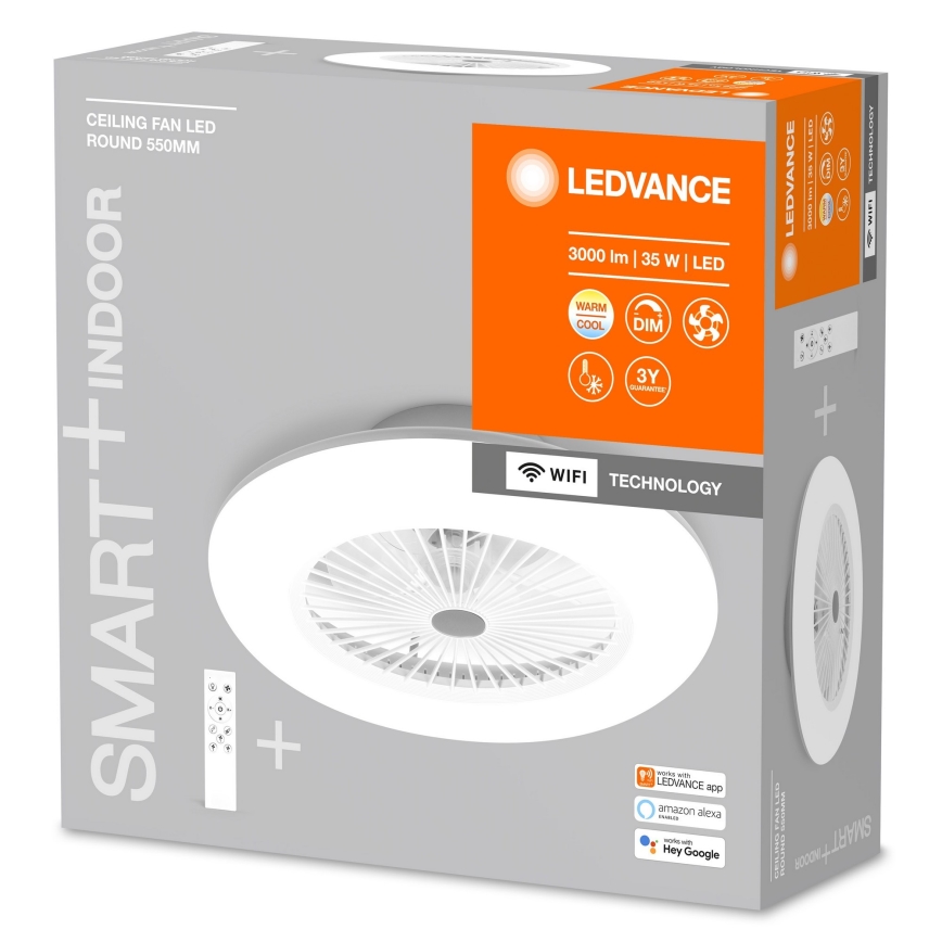 Ledvance - LED ljusreglerad taklampa med en fläkt  SMART+ LED/35W/230V Wi-Fi 3000-6500K + fjärrkontroll