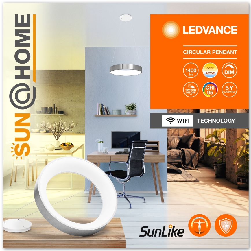 Ledvance - LED Dimbar ljuskrona med upphängning SUN@HOME CIRCULAR LED/18,5W/230V Wi-Fi