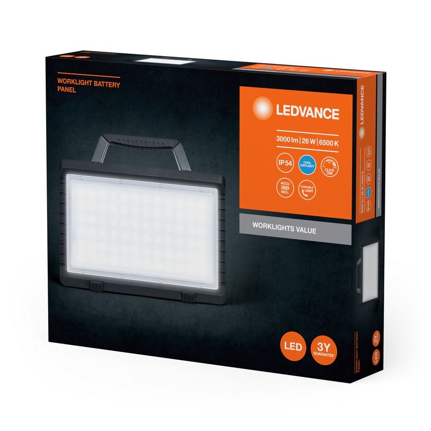 Ledvance - LED Ljusreglerad utomhus rechargeable strålkastare WORKLIGHT BATTERY LED/26W/5V IP54