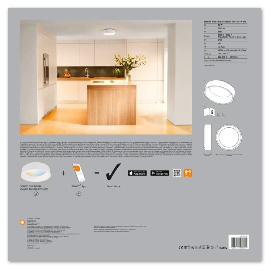 Ledvance - LED Dimbar Takbelysning SMART+ CYLINDER LED/24W/230V Wi-Fi