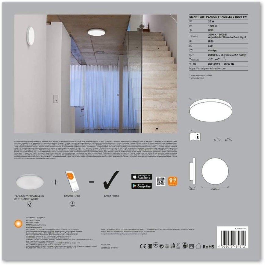 Ledvance - LED Dimbar Takbelysning SMART+ RamLESS LED/20W/230V Wi-Fi
