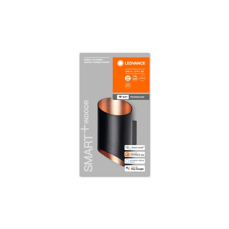 Ledvance - LED ljusreglerad vägglampa  SMART+ CYLINDRO LED/12W/230V 3000-6500K Wi-Fi svart 