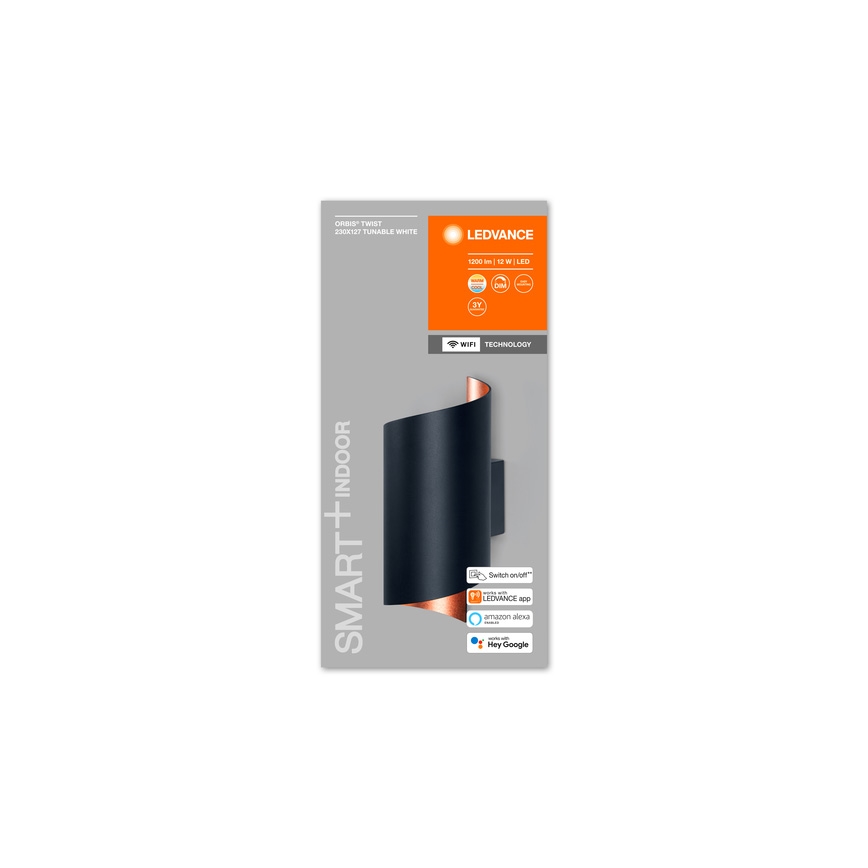 Ledvance - LED ljusreglerad vägglampa  SMART+ TWIST LED/12W/230V 3000-6500K Wi-Fi svart 