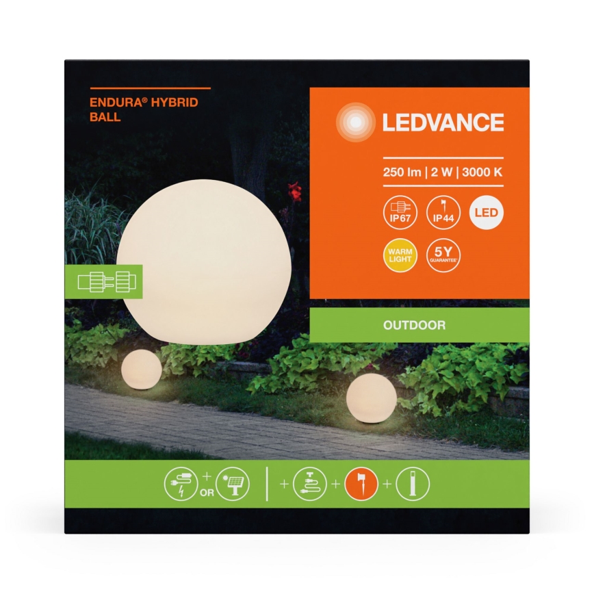 Ledvance - LED-lampa för utomhusbruk ENDURA HYBRID BALL LED/2W/12V IP44