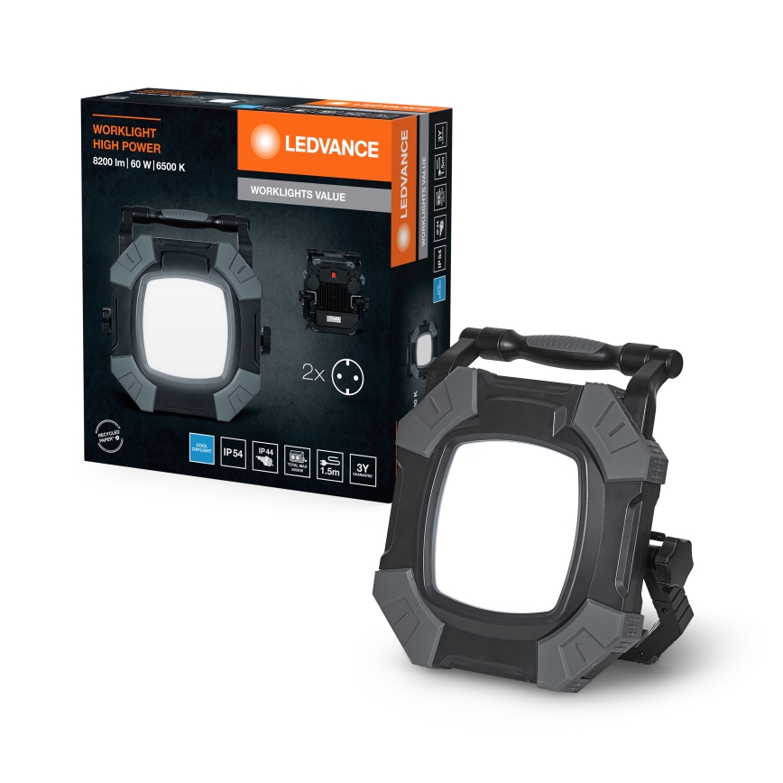 Ledvance - LED Ljusreglerad fungerar belysning med 2 uttag WORKLIGHT VALUE LED/60W/230V IP54