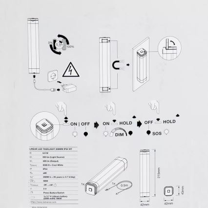 Ledvance - LED Ljusreglerad orientation belysning LINEAR LED/6,9W/5V IP54