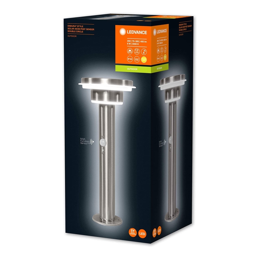 Ledvance - LED Ljusreglerad solcell lampa med sensor CIRCLE LED/6W/3,2V 2200 mAh IP44