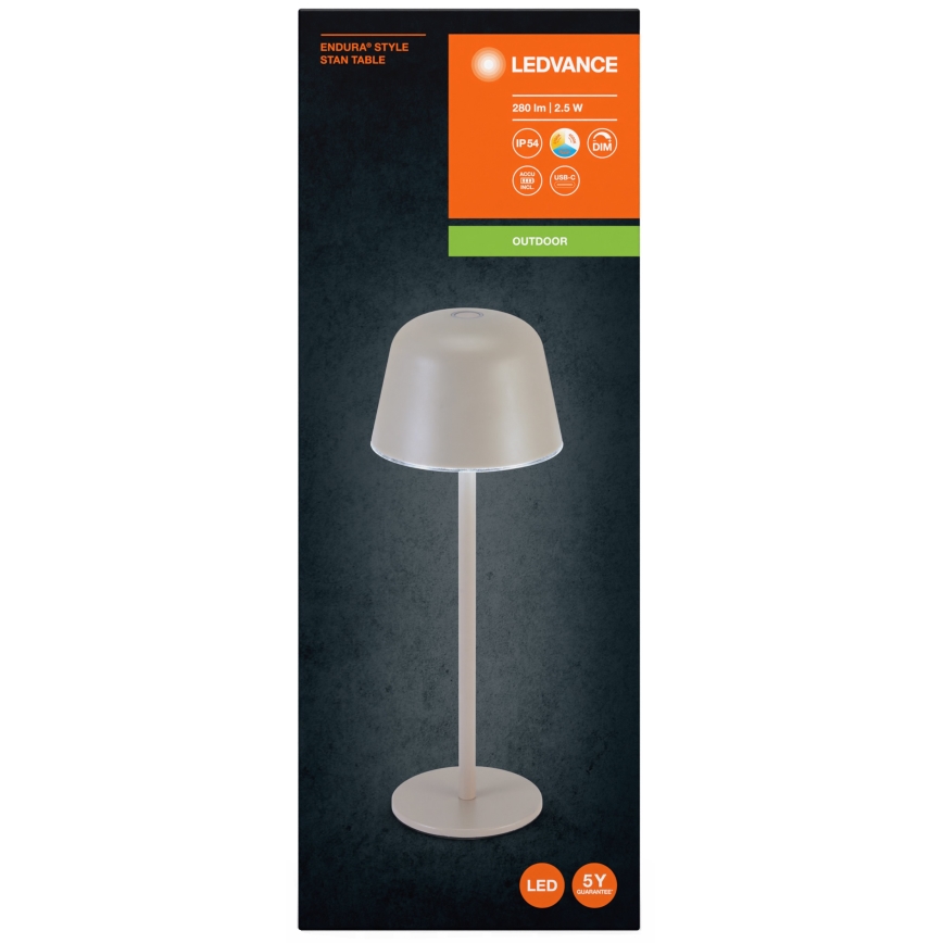 Ledvance - LED Ljusreglerad utomhus rechargeable lampa TABLE LED/2,5W/5V IP54 beige