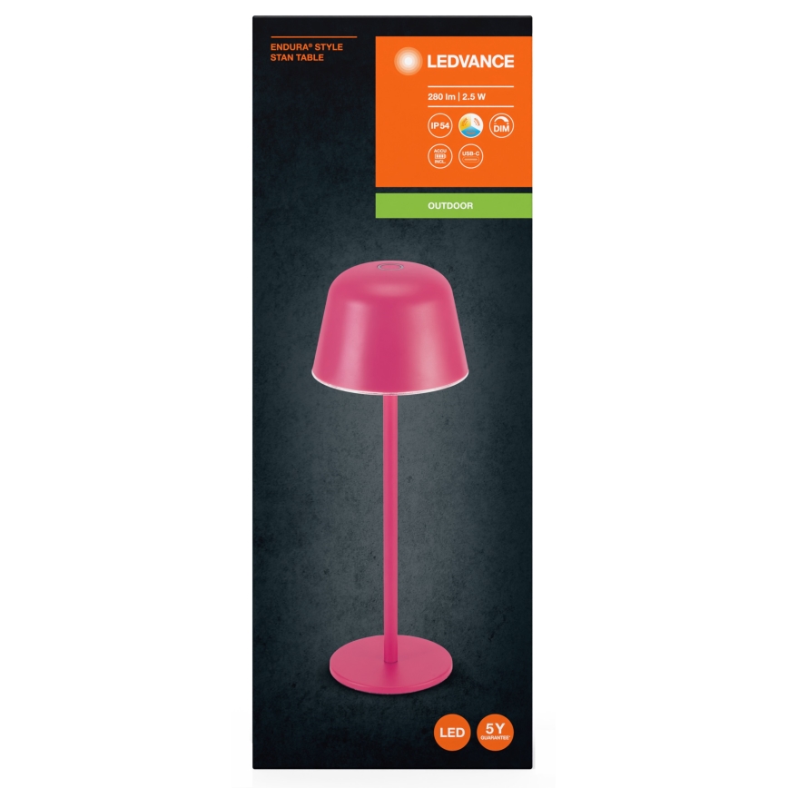 Ledvance - LED Ljusreglerad utomhus rechargeable lampa TABLE LED/2,5W/5V IP54 röd