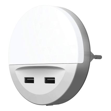 Ledvance - LED Nattlampa för ett eluttag med sensor LUNETTA 2xUSB LED/13W/230V