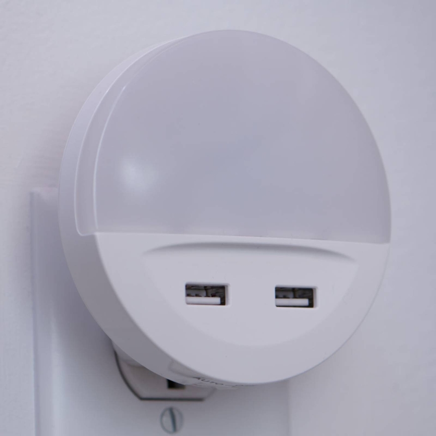 Ledvance - LED Nattlampa för ett eluttag med sensor LUNETTA 2xUSB LED/13W/230V