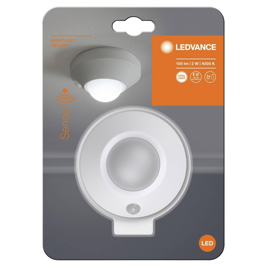 Ledvance - LED nattlampa med sensor NIGHTLUX LED/1,7W/3xAA 4000K