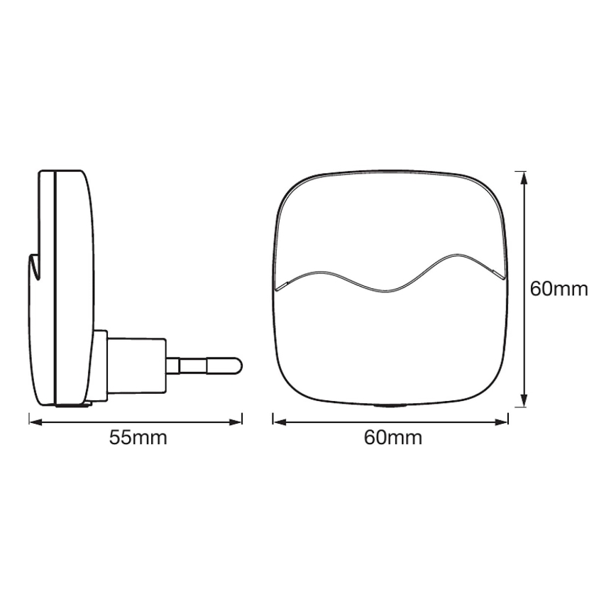 Ledvance - LED nattlampa med sensor och kontakt LUNETTA LED/0,5W/230V 3000K