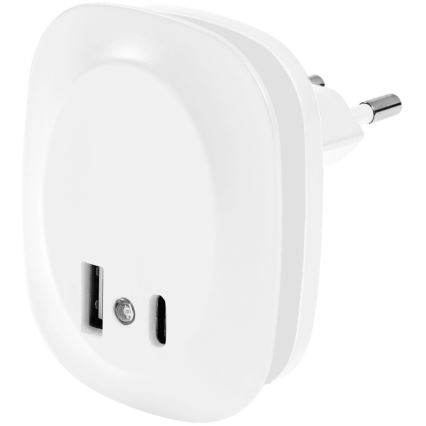 Ledvance - LED nattlampa med sensor och kontakt och USB LUNETTA LED/12,5W/230V 3000K vit