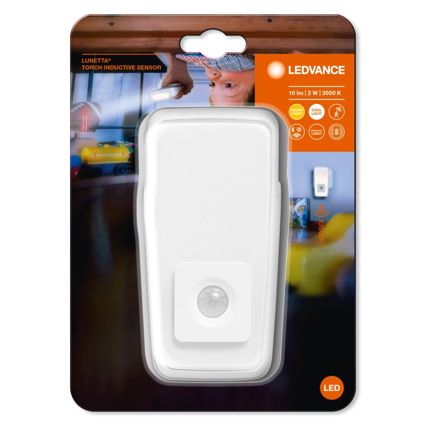 Ledvance - LED navigationslampa med stickkontakt med sensor LUNETTA LED/2W/230V