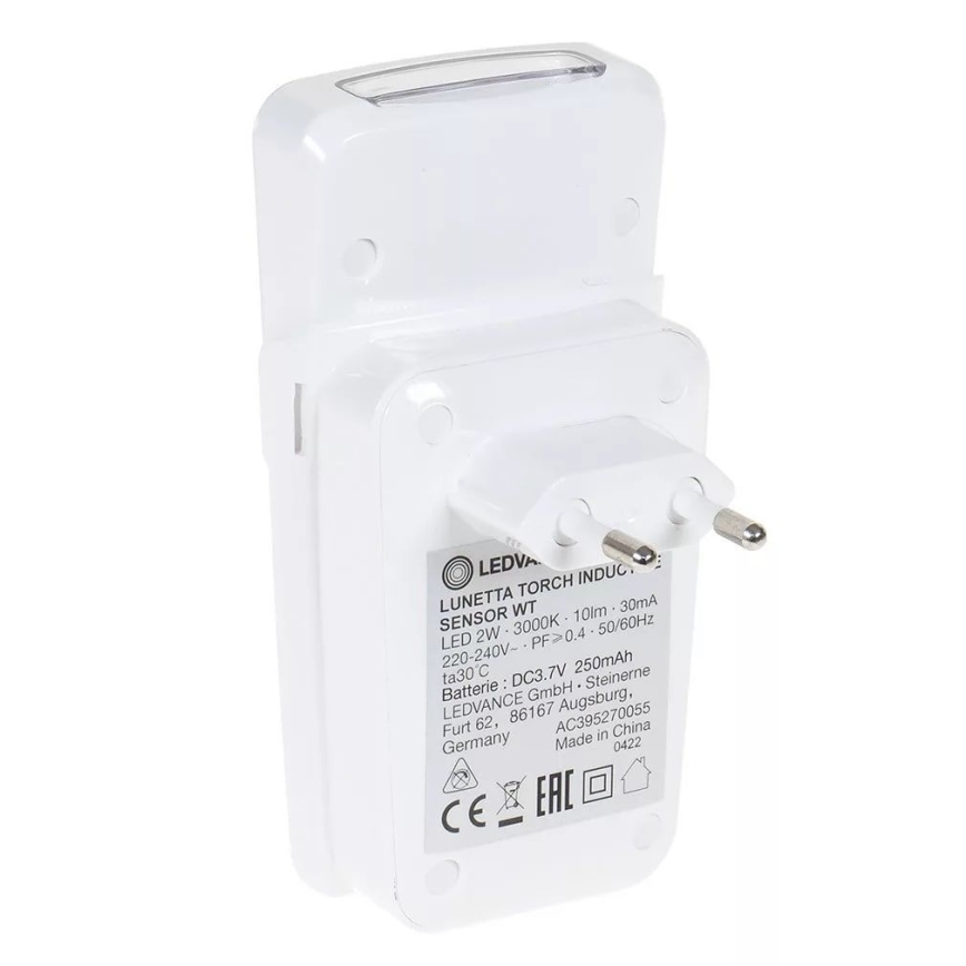 Ledvance - LED orienteringslampa med sensor för vägguttag LUNETTA LED/2W/230V