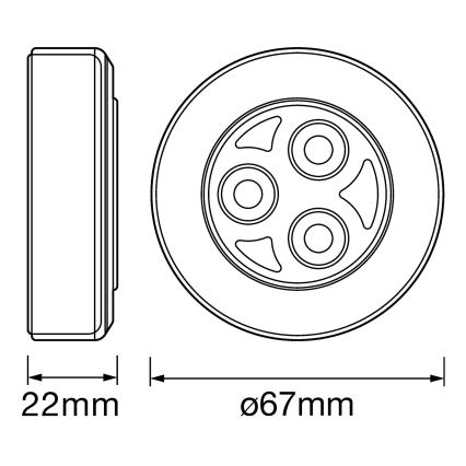Ledvance - LED Orienteringslampa med touch funktion DOT-IT LED/0,2W/3xAAA