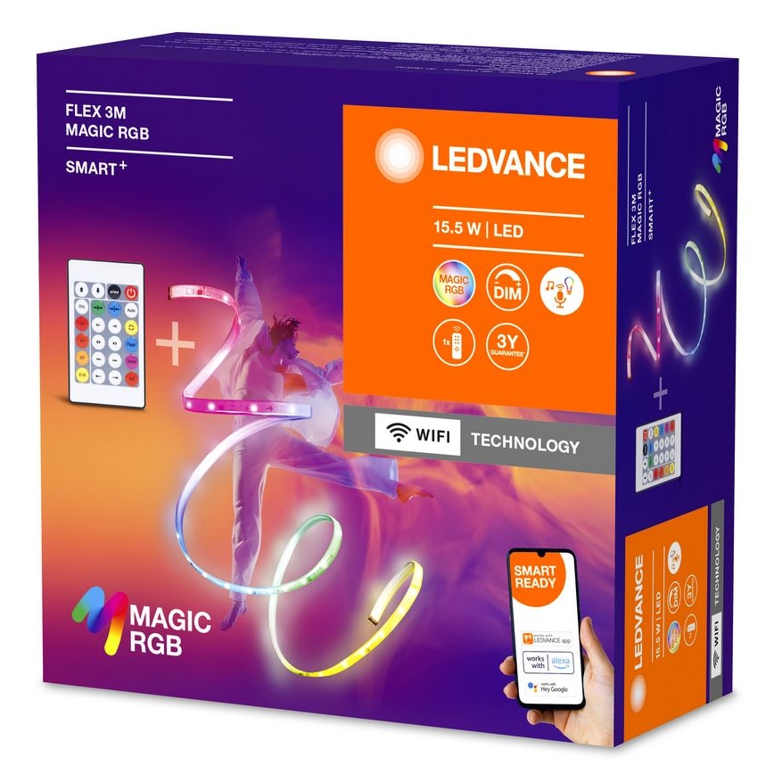 Ledvance - LED RGB Dimbar remsa SMART+ MAGIC FLEX 3m LED/15,5W/230V Wi-Fi + fjärrkontroll