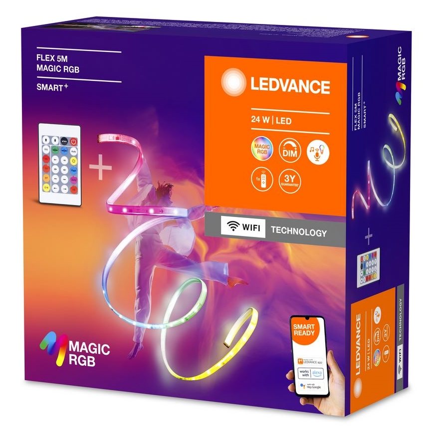 Ledvance - LED RGB Dimbar remsa SMART+ MAGIC FLEX 5m LED/24W/230V Wi-Fi + fjärrkontroll