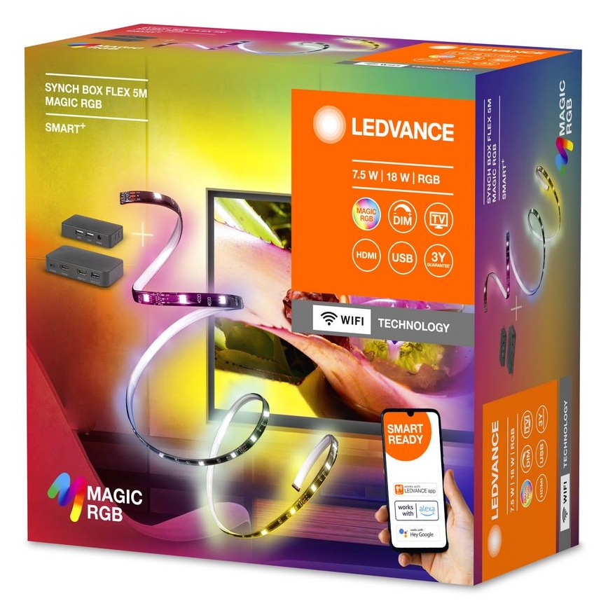 Ledvance - LED RGB dimbar ljusslinga för TV SYNCH BOX FLEX SMART+ MAGIC 4,5m LED/18W/230V Wi-Fi