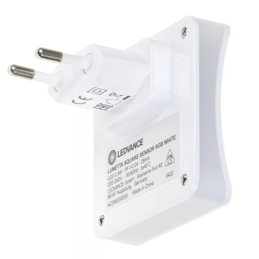 Ledvance - LED RGB Orienteringslampa med sensor för vägguttag LUNETTA LED/0,3W/230V