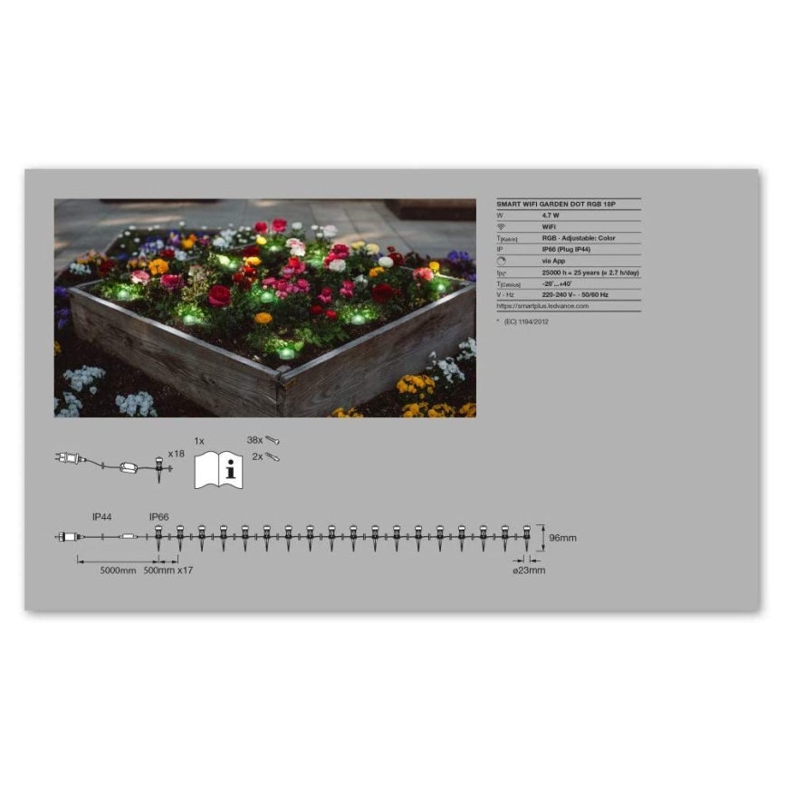 Ledvance - LED RGB Utomhus dekorativbelysning SMART+ 18xLED/4W/230V IP65 Wi-Fi