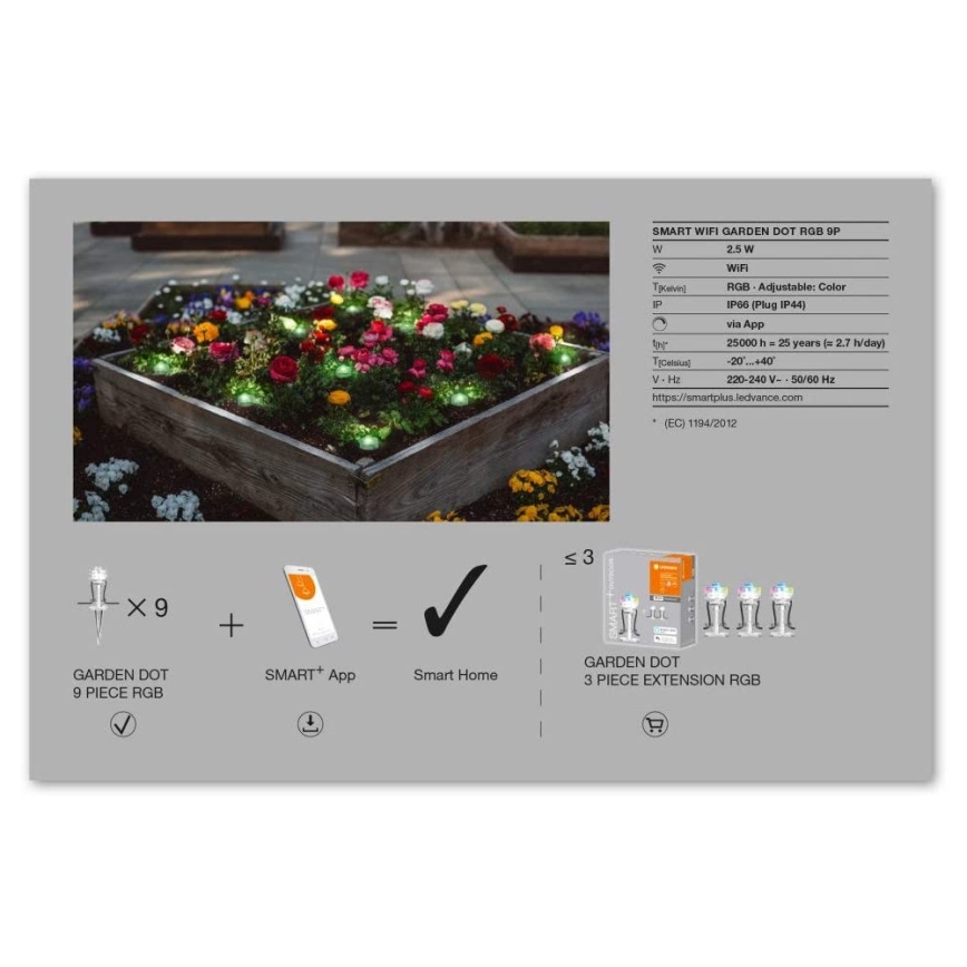 Ledvance - LED RGB Utomhus Förlängning set SMART+ 9xLED/2,5W/230V IP65 Wi-Fi