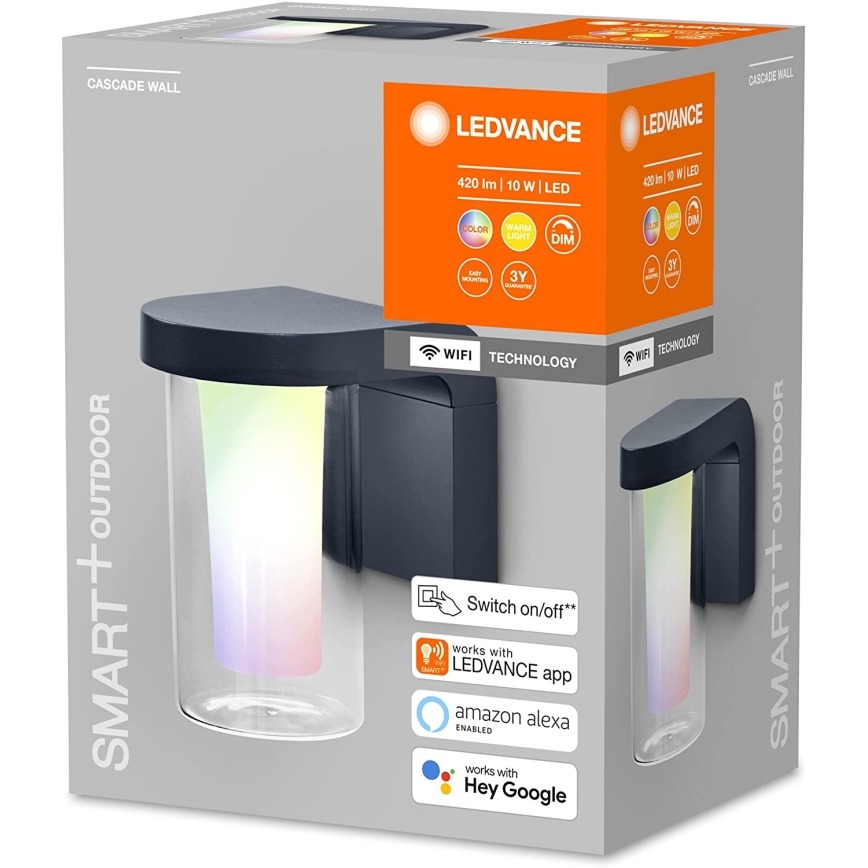 Ledvance - LED RGBW ljusreglerad utomhus vägglampa  SMART+ CASCADE LED/10W/230V Wi-Fi IP44