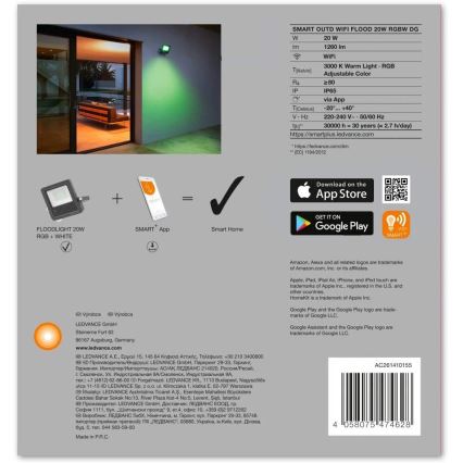 Ledvance - LED RGBW Strålkastare SMART+ FLOOD LED/20W/230V IP65 Wi-Fi