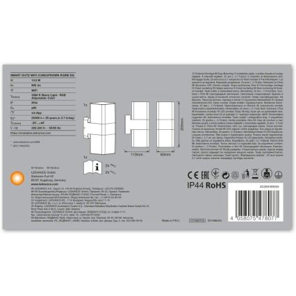 Ledvance - LED RGBW Utomhus Väggbelysning SMART+ CUBE LED/13,5W/230V IP44 Wi-Fi