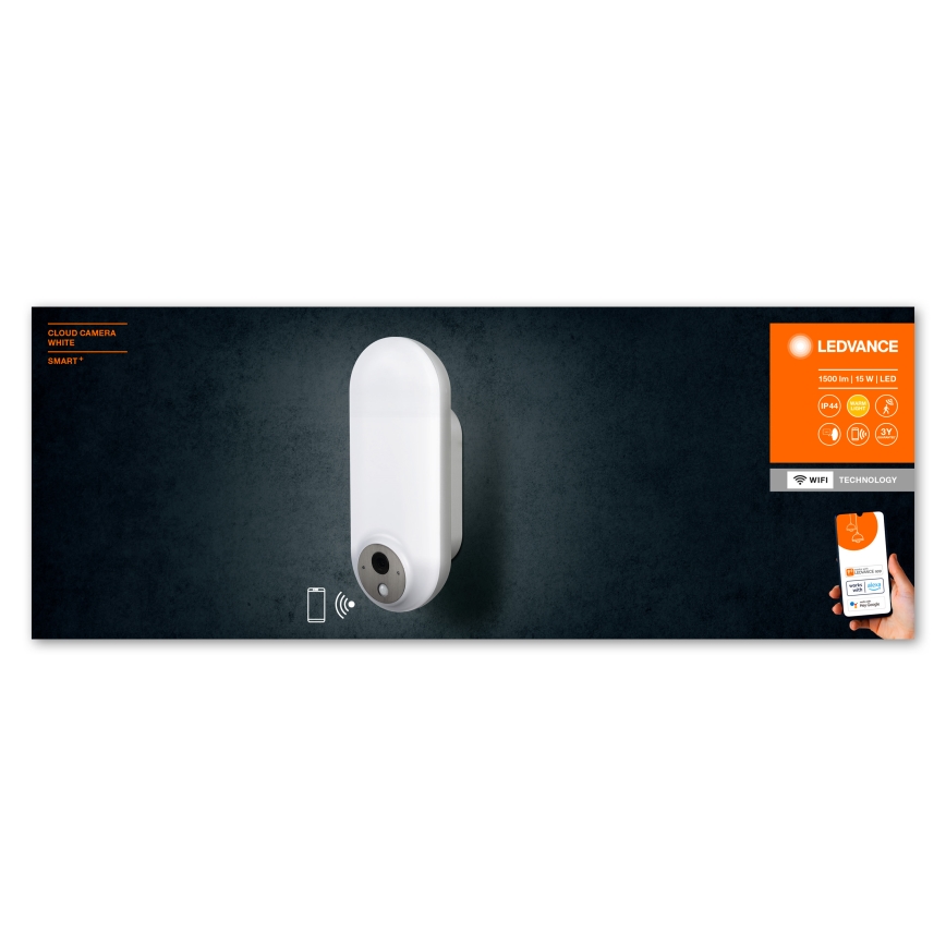 Ledvance - LED RGBW Ljusreglerad vägglampa med sensor för utomhusbruk och kamera SMART+ LED/15W/230V Wi-Fi IP44