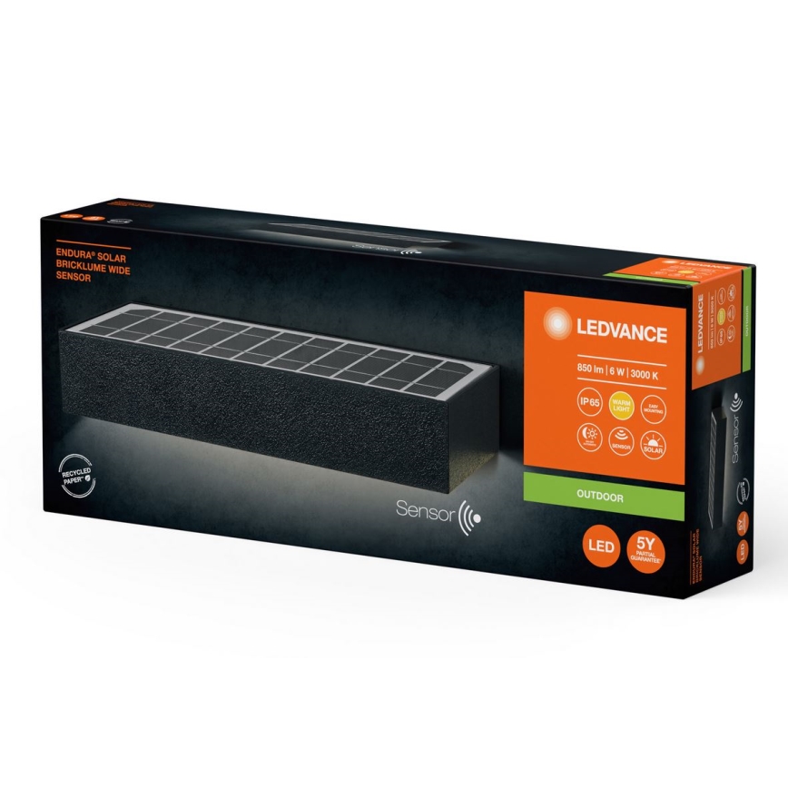 Ledvance - LED solcell väggbelysning med sensor ENDURA SOLAR LED/6W/4,2V IP65
