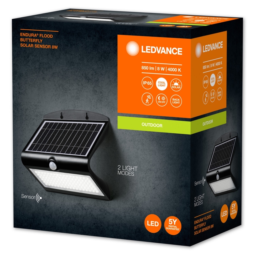 Ledvance - LED solcell väggbelysning med sensor FJÄRIL LED/8W/3,7V IP65