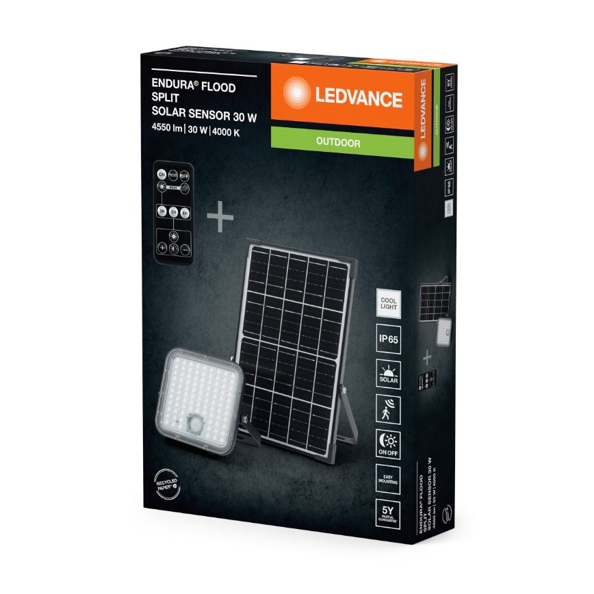 Ledvance - LED dimbar solreflektor med sensor FLOOD SPLIT LED/30W/6,4V 5000 mAh IP65 + fjärrkontroll