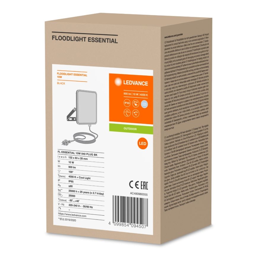 Ledvance - LED Väggstrålkastare för utomhusbruk FLOODLIGHT ESSENTIAL LED/10W/230V IP65