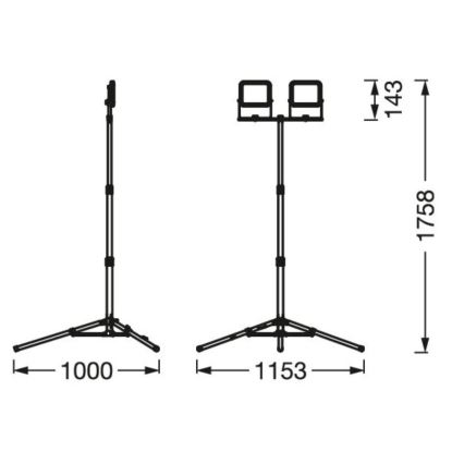 Ledvance - LED strålkastare för utomhusbruk med hållare WORKLIGHT TRIPOD 2xLED/10W/230V 6500K IP65