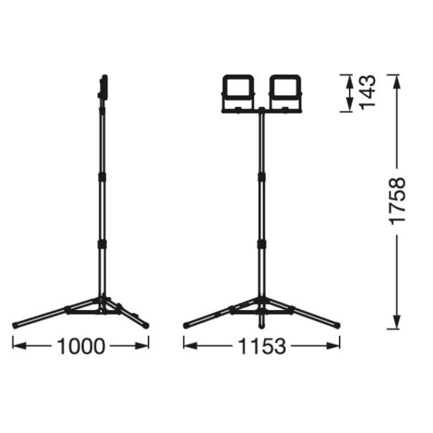 Ledvance - LED strålkastare för utomhusbruk med hållare WORKLIGHT TRIPOD 2xLED/10W/230V 6500K IP65