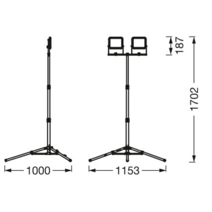 Ledvance - LED strålkastare för utomhusbruk med hållare WORKLIGHT TRIPOD 2xLED/20W/230V 6500K IP65