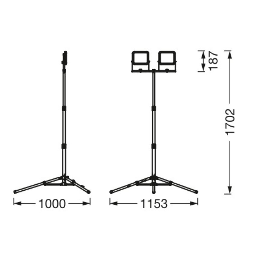 Ledvance - LED strålkastare för utomhusbruk med hållare WORKLIGHT TRIPOD 2xLED/20W/230V 6500K IP65