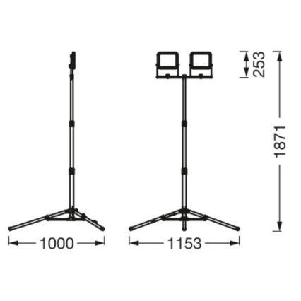 Ledvance - LED strålkastare för utomhusbruk med hållare WORKLIGHT TRIPOD 2xLED/30W/230V 6500K IP65