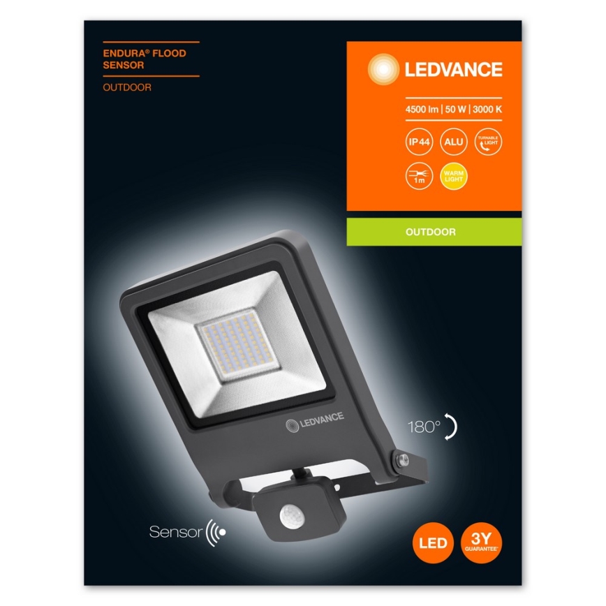 Ledvance - LED Strålkastare med sensor ENDURA LED/50W/230V IP44