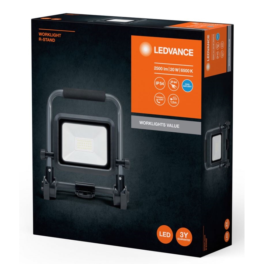 Ledvance - LED strålkastare för utomhusbruk WORKLIGHT R-STAND LED/20W/230V 6500K IP54