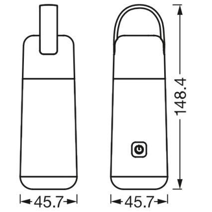 Ledvance - LED Strömbank med ficklampa MOBILE LED/0,5W/5V 1800mAh 2xUSB