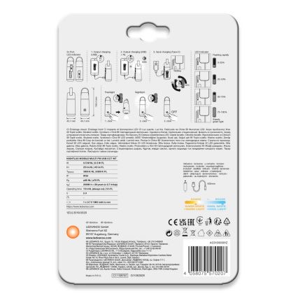 Ledvance - LED Strömbank med ficklampa MOBILE LED/0,5W/5V 1800mAh 2xUSB
