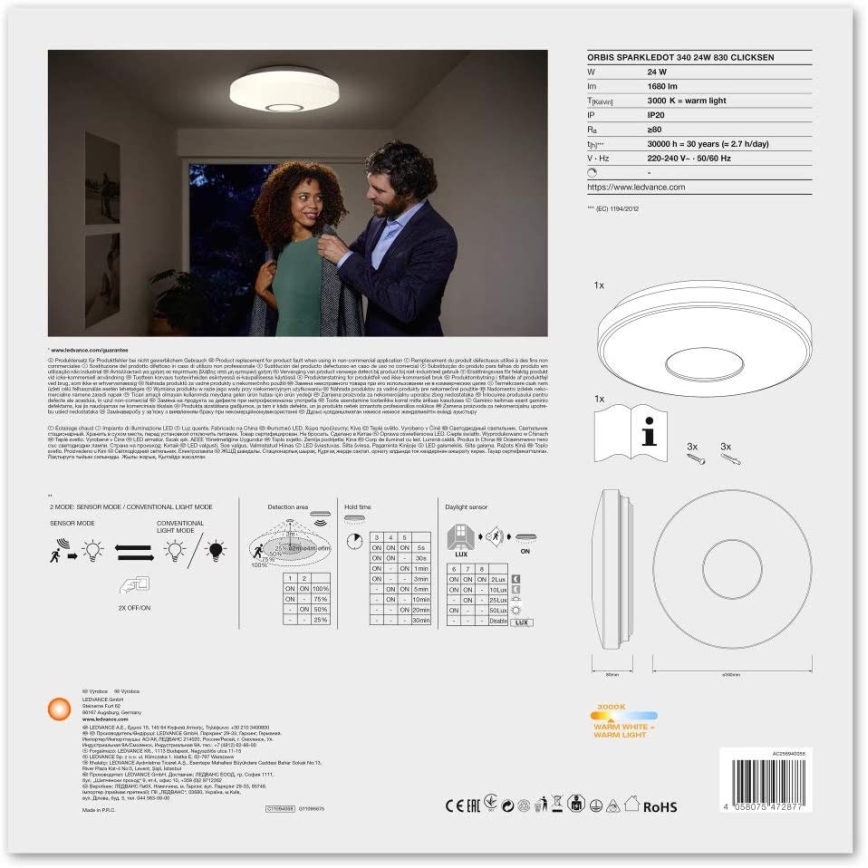 Ledvance - LED Takbelysning med sensor SPARKLEDOT LED/24W/230V