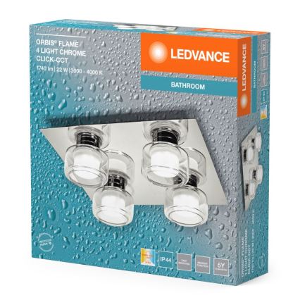 Ledvance - LED taklampa för badrum ORBIS FLAME 4xLED/5,5W/230V 3000/4000K IP44 krom