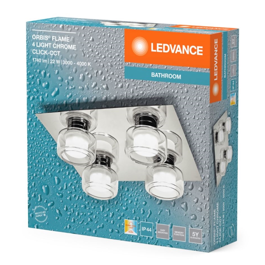 Ledvance - LED taklampa för badrum ORBIS FLAME 4xLED/5,5W/230V 3000/4000K IP44 krom