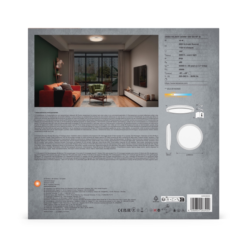 Ledvance - LED taklampa ORBIS HELMAN LED/16W/230V diameter 29,5 cm silver