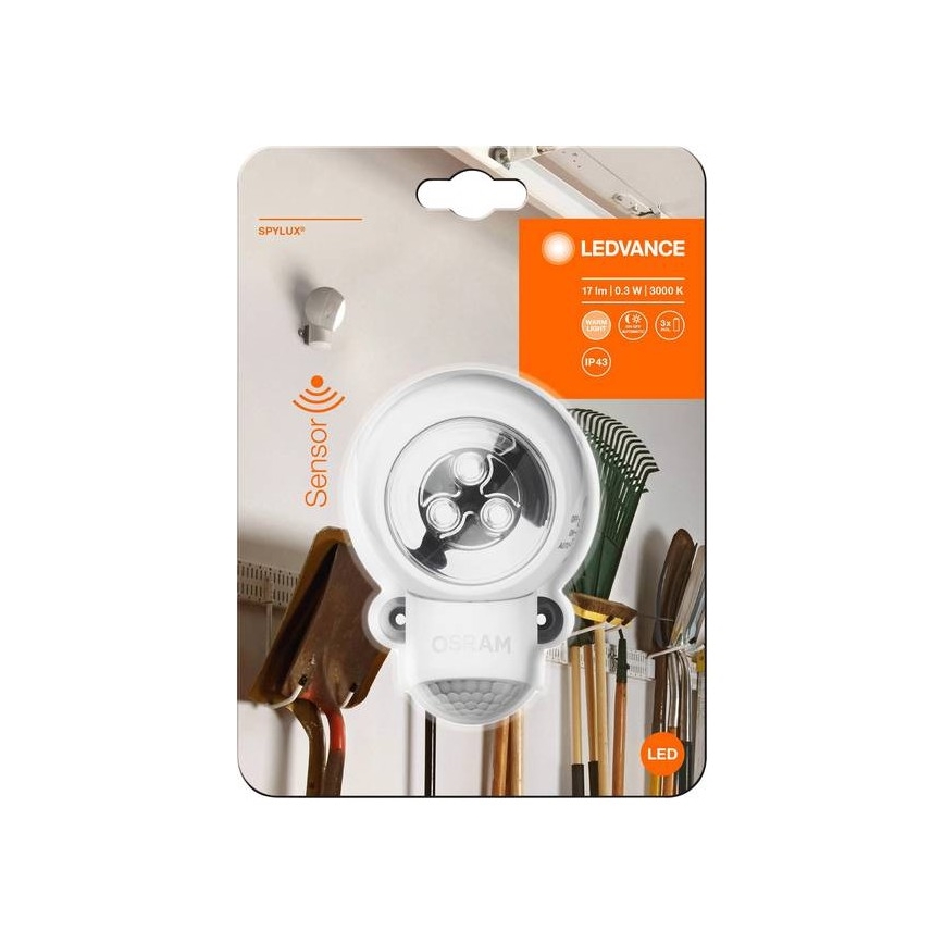 Ledvance -LED utomhus orienteringsbelysning med sensor SPYLUX LED/0,3W/3xAA IP43