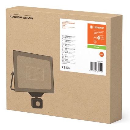 Ledvance - LED Utomhus Väggreflektor med Sensor FLOODLIGHT ESSENTIAL LED/100W/230V IP44